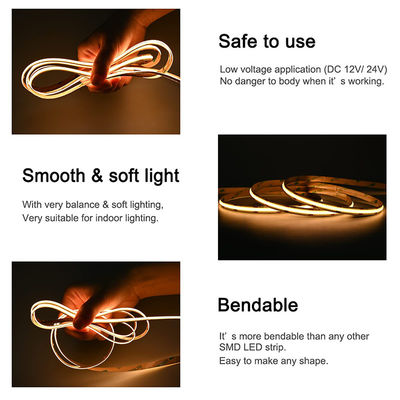 384 chip/m COB Alta luminosità DC12V24V Caldo 3000K Led Strip Light per TV