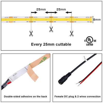 384 chip/m COB Alta luminosità DC12V24V Caldo 3000K Led Strip Light per TV