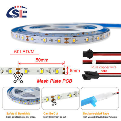 12V 60leds/m 6000K-6500K SMD 2835 Bianco indirizzabile LED retroilluminazione luci a striscia 2200 lm