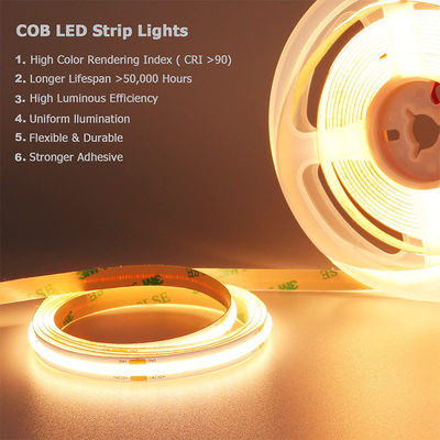 3- Alta luminosità COB LED Strip Light 480leds 8mm10mm 3000K4000K6500K Caldo Bianco naturale