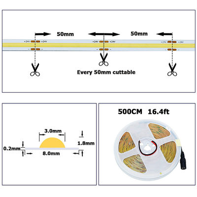 3- Alta luminosità COB LED Strip Light 480leds 8mm10mm 3000K4000K6500K Caldo Bianco naturale