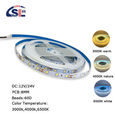 Flessibile DC12V24V 8mm10mm 60leds 3000K Caldo Bianco Die-Board SMD2835 per l'illuminazione degli hotel