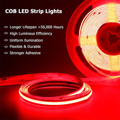 COB LED Strip Light IP20 8mm 12V24V 480leds Rosso per decorazioni interne ed esterne