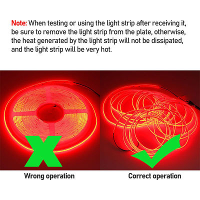 COB LED Strip Light IP20 8mm 12V24V 480leds Rosso per decorazioni interne ed esterne