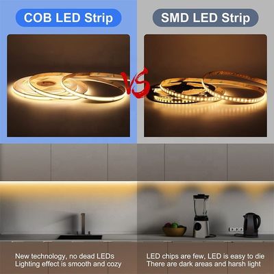 Lumiera a striscia a LED COB impermeabile IP20/IP65 8mm 12V24V 320Leds 2700K Un centimetro di taglio 3-