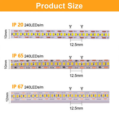 Acque resistenti SMD2835 luci a strisce a LED 240leds 8mm 24v 12v 3000K 4000K 6500K IP67 IP65 IP20