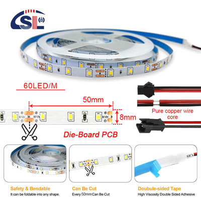 DC 12V 60leds 8mm10mm 12000K Cool White Die-Cutting Board Led Strip Light per la decorazione della stanza