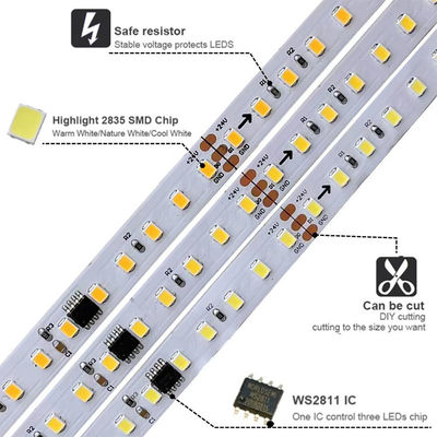 12v24v 8mm 120leds 4000K Natural Electroplate SMD2835 luce a striscia a led con Dimmer