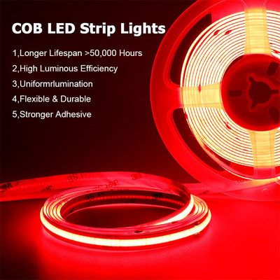 Hotel COB LED Strip Light 12V 24V 8mm 10mm 480 LED rosso per decorazioni interne ed esterne