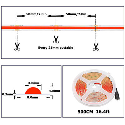Hotel COB LED Strip Light 12V 24V 8mm 10mm 480 LED rosso per decorazioni interne ed esterne