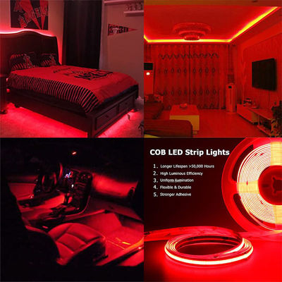 Hotel COB LED Strip Light 12V 24V 8mm 10mm 480 LED rosso per decorazioni interne ed esterne