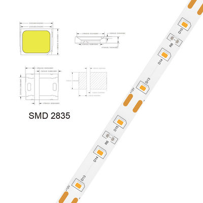 5V 8mm 320LED 4000K IP65 1cm Un taglio elettroplata impermeabile COB Flessibile LED Strip Light