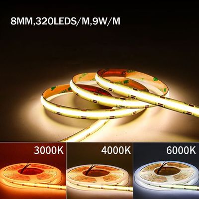 IP20 DC12V24V 8mm10mm Larghezza 480Leds 3000K4000K6500K Flessibile COB Led Strip Light per decorazioni esterne e interne