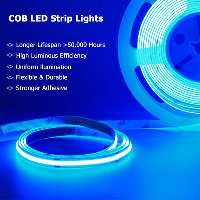 CE LVD EMC ROHS FCC REACH ERP2.0 certificato Ice Blue COB LED Strip Light con larghezza di 8 mm