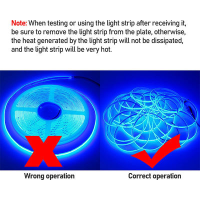 CE LVD EMC ROHS FCC REACH ERP2.0 certificato Ice Blue COB LED Strip Light con larghezza di 8 mm