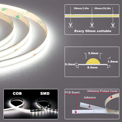 Luce a striscia a LED 8mm10mm 480leds 3000K4000K6500K Calda Bianco naturale Flessibile COB
