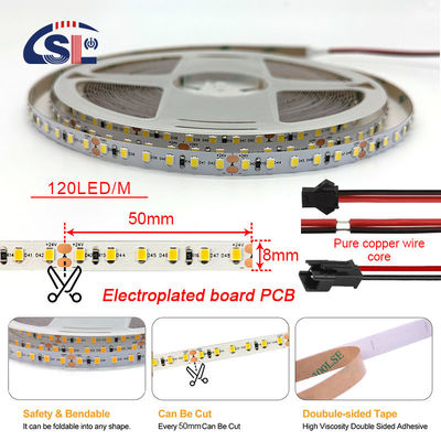 Striscia luminosa LED residenziale DC12V 24V SMD2835 PCB elettroplate 120Ds 8mm Ra 80 3000K