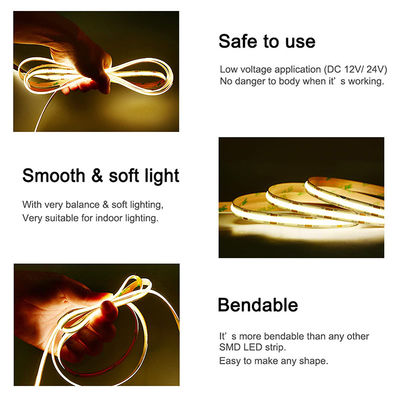 100lm/w Alta luminosità IP20 8mm 480Leds COB LED Strip Light per cucina soggiorno