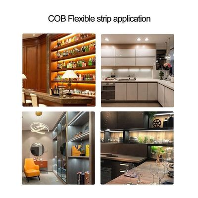 CE RoHs 3 IP20 8mm 12V 24V 320Leds 6500K luce bianca COB flessibile LED Strip Light