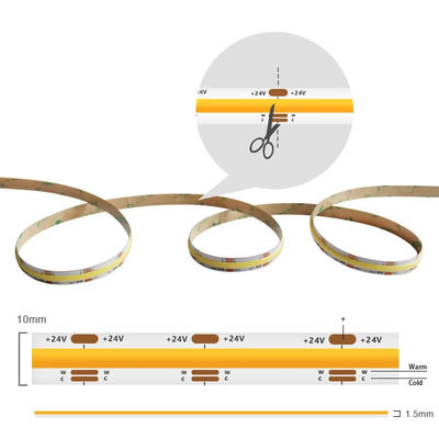 DC12V24V 8mm10mm 576leds 3000K 6500K CCT COB Led Strip Light per il televisore
