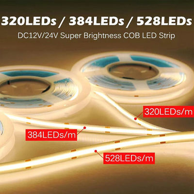 Personalizzazione impermeabile DC12V24V 8mm10mm Larghezza 3000K 6500K CCT COB LED Strip Light