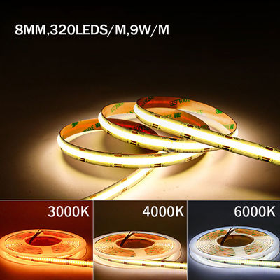Personalizzazione impermeabile DC12V24V 8mm10mm Larghezza 3000K 6500K CCT COB LED Strip Light