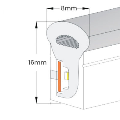 LED bianco caldo con copertura in silicone Neon Flex 24V DC wireless 8x16mm 120LED/m IP65 impermeabile