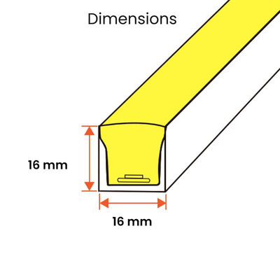 4100K 48V 16x16mm Forma piatta Curvatura verticale IP65 LED impermeabile Neon Flex 3000K
