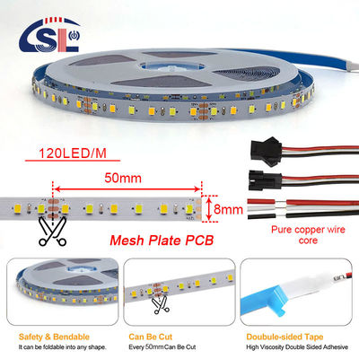 Alta luminosità 12V 8mm 120leds SMD2835 Led Strip Light con pannello CCT a doppio lato