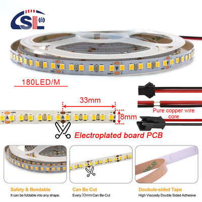 8mm 12v Flessibile LED Strip per specchio Armadio da cucina 180 Led Light Tape 2835 SMD