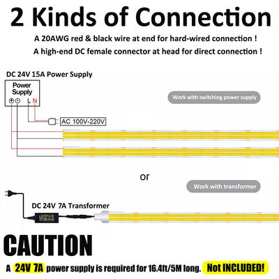 Alta densità 8mm10mm 320leds 6500K White COB Led Strip Light per la decorazione interna
