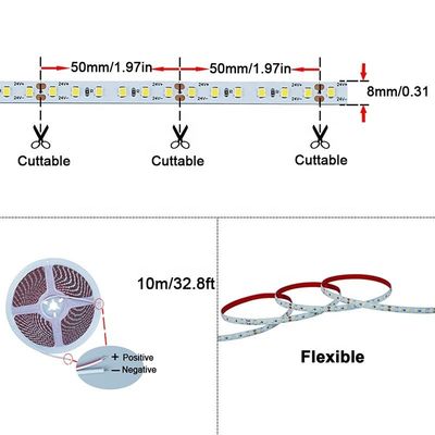 110V220V 8mm 120leds 3000K4000K6500K Bianco Caldo Bianco Naturale Electroplate SMD2835 Led Strip Light