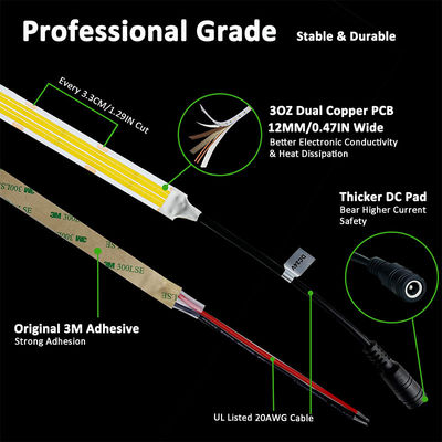 Intelligente illuminazione COB LED Strip Light per la personalizzazione in camera da letto Hotel Decorazione interna