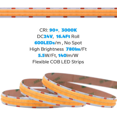 2- DC12V24V 8mm 320Leds 3000K Caldo COB Led Strip Light per armadio camera da letto illuminazione della cucina decorazione