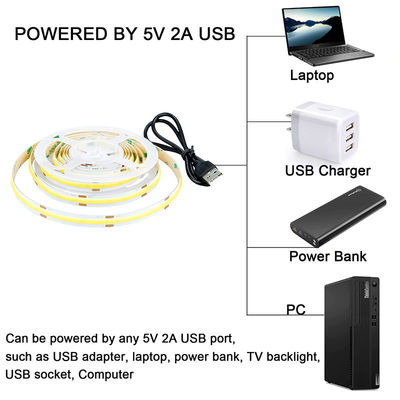 Hotel 5V 8mm 320leds 4000K naturale 1cm un taglio IP65 impermeabile elettroplata flessibile COB Led Strip Light
