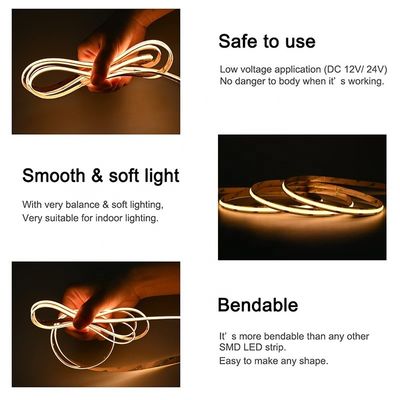 Supporto Dimmer Alta luminosità 8mm10mm 320leds 3000k-6500k COB LED Strip Light con 3-