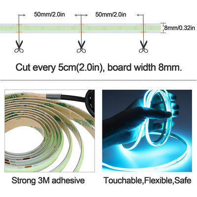 12v24v 8mm 320leds Ice-Blue flessibile COB Led Strip Light per l'illuminazione e la progettazione di circuiti