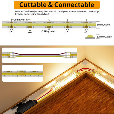 Decorazione interna 8mm10mm 320leds 3000K4000K6500K Caldo Bianco naturale flessibile COB Led Strip Light