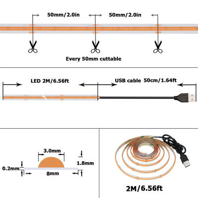 12v24v Wifi Control Mode 8mm 320leds viola Alta luminosità COB LED Strip Light 0.06kg