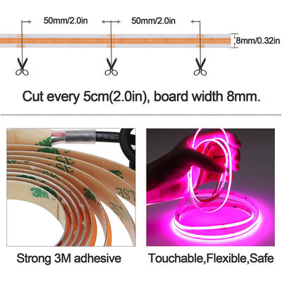 12v24v Wifi Control Mode 8mm 320leds viola Alta luminosità COB LED Strip Light 0.06kg