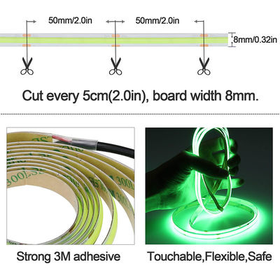 Green COB LED Strip Light 8mm 320leds 12v24v per esterno e interno
