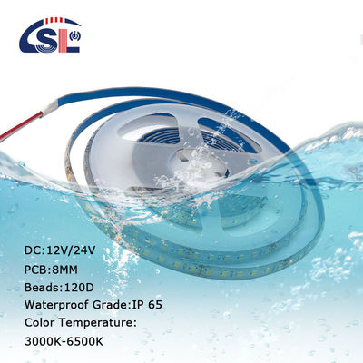 Corde di luce con indice di riproduzione del colore Ra 80 5M/R DC12V 8MM 120 perline 10W/M 6500k