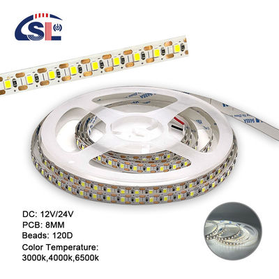 2200 lm Alta luminosità 2835 120led/m LED Strip 8mm Larghezza 12V 24V Single Cut Light Strip