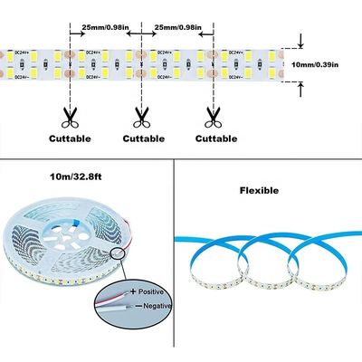 Striscia LED SMD2835 flessibile bianca da 8 mm 240 led 6500 K 12 V 24 V