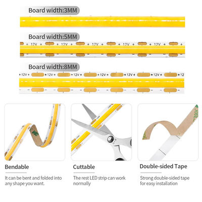 Alta luminosità DC12V24V 8mm10mm 480Leds 3000K Caldo COB LED Strip Light NO impermeabile
