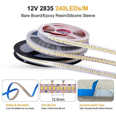Striscia LED impermeabile 12V 24V Bianco Caldo Bianco 2835 120LED/m per ornamenti da giardino all'aperto