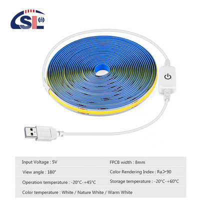 5V DC Input Copper Material COB 320LED IP20 Ra 90 LED Light Strip per l'illuminazione domestica