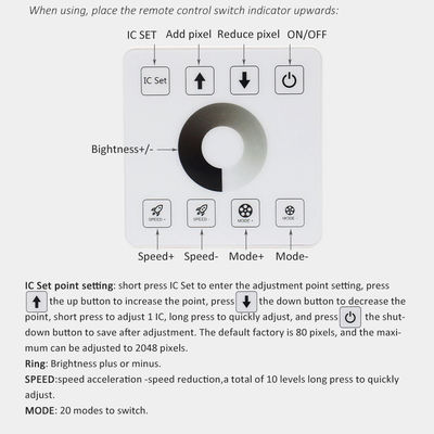 Controller di luce a LED senza fili a RF touch panel per luci monocromatiche bicolori e RGB