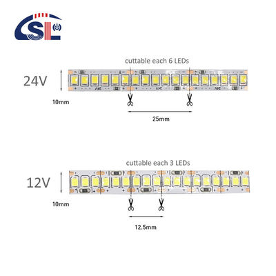 Elettroplate LED Strip Light SMD 2835 240leds/m 10MM 3000K 4500K 6000K 10000K 15W 20W DC12V/24V