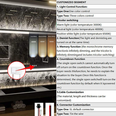AC220V 1A 12W Smart Mirror Touch Sensor Dimmer Controller Switch per bagno Hotel Salon